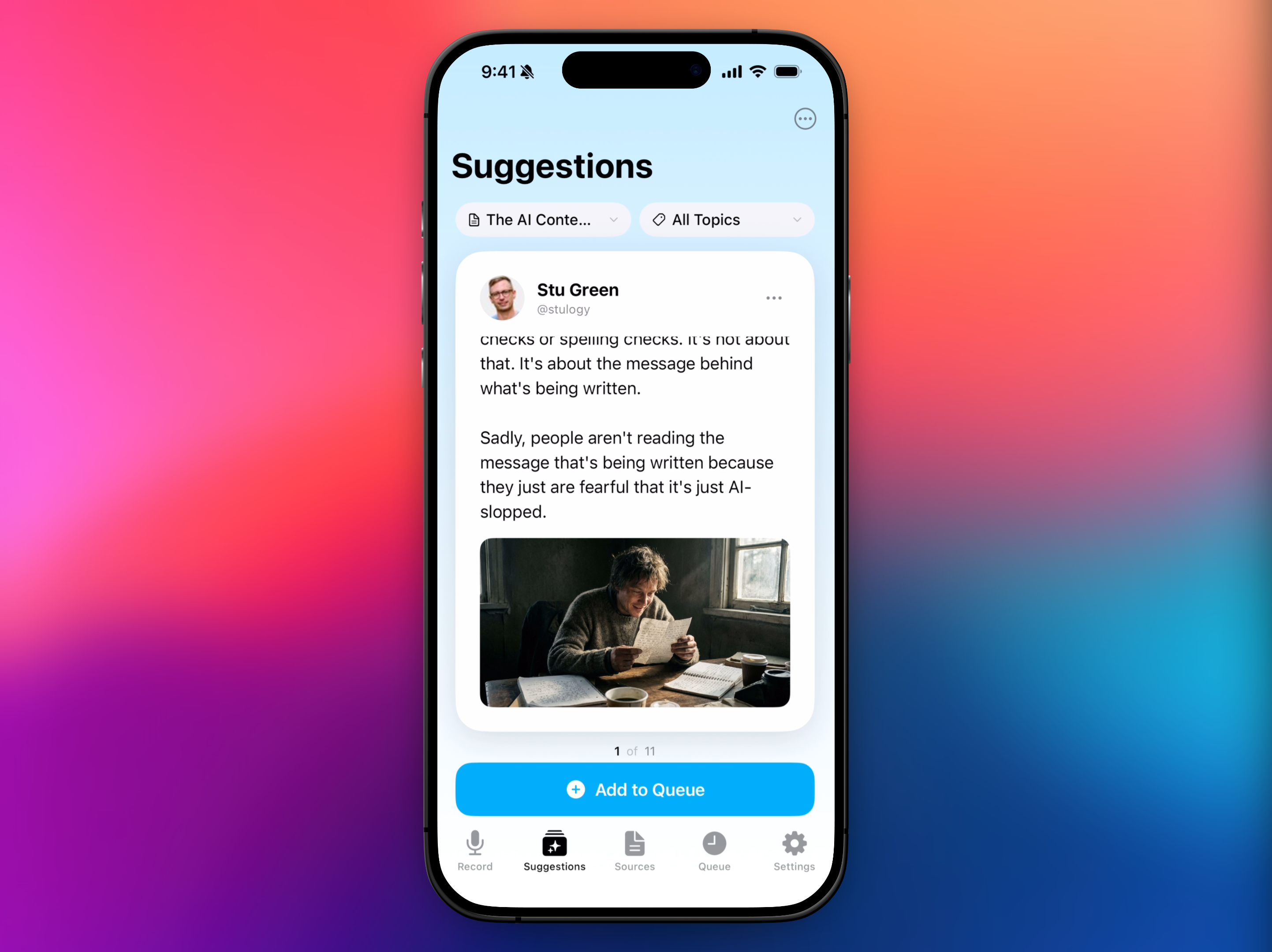 Bleet iOS app — reviewing generated posts